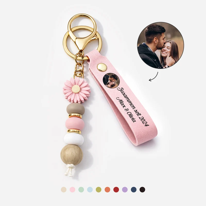 Zusammen Seit - Personalisierte Paar Geschenke | Daisy Schlüsselanhänger Perlen