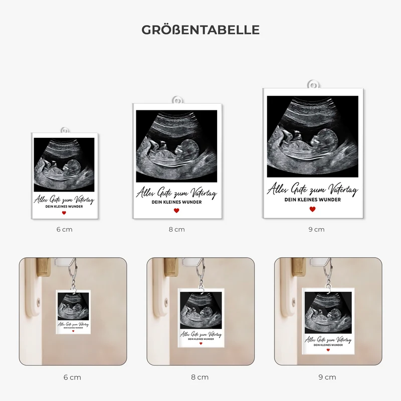 Vatertag Muttertag - Personalisiertes Geschenk | Acryl Schlüsselanhänger Ultraschallfoto Baby