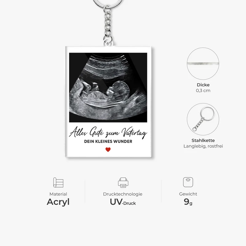 Vatertag Muttertag - Personalisiertes Geschenk | Acryl Schlüsselanhänger Ultraschallfoto Baby