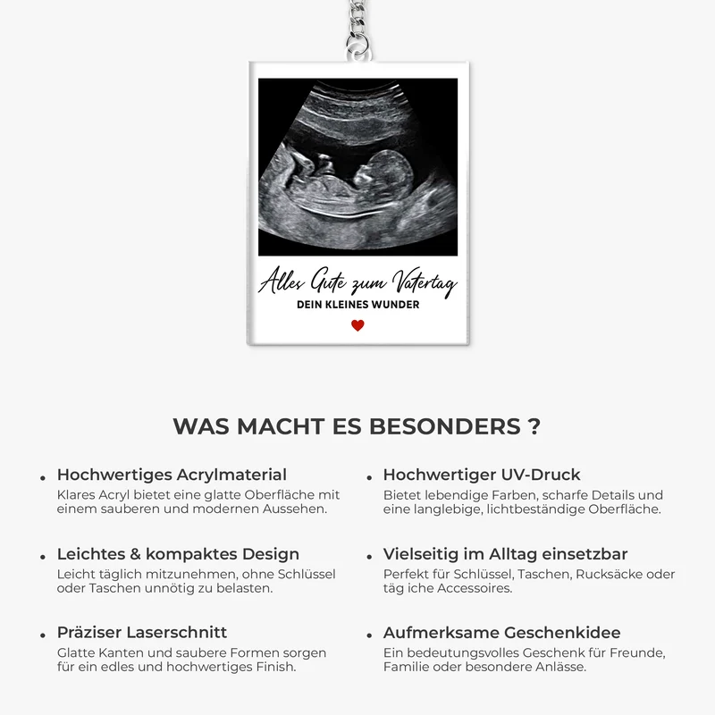 Vatertag Muttertag - Personalisiertes Geschenk | Acryl Schlüsselanhänger Ultraschallfoto Baby