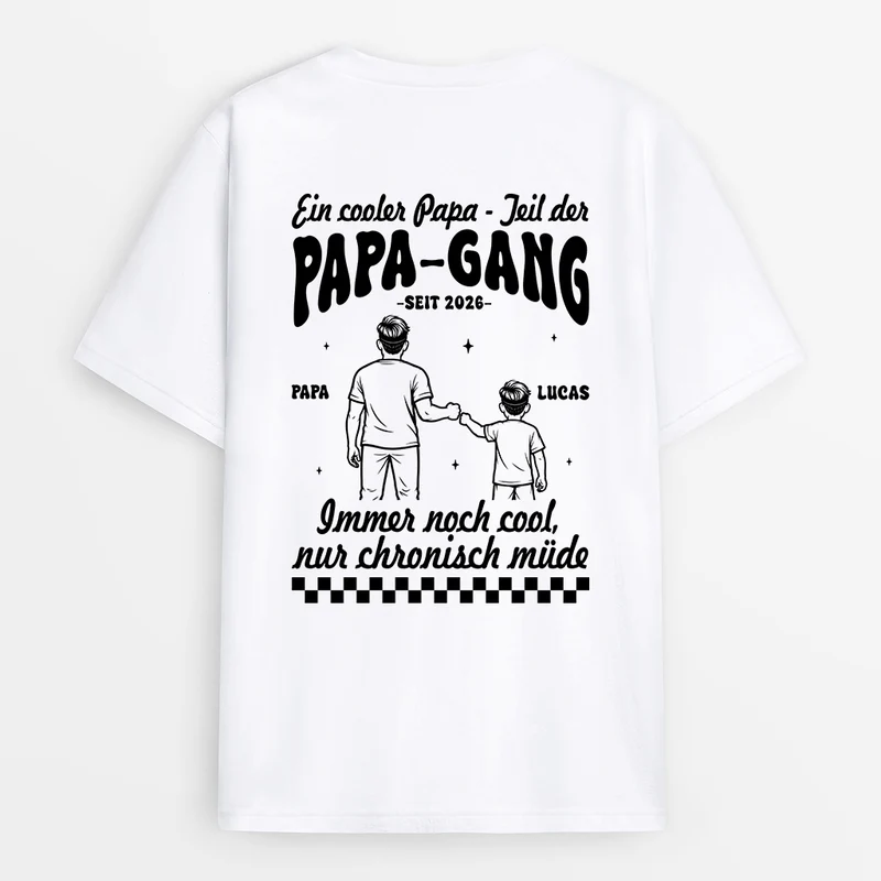 Ein Cooler Papa Teil Der Papa-Gang - Personalisierte Geschenke Lustig | T-Shirts Mit Rückenprint Herren Fußball