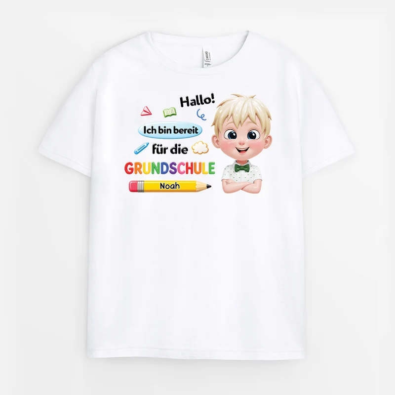 [3D-Optik] Hallo Ich Bin Bereit Für Den Kindergarten - Personalisierte Geschenke Kinder | T-Shirts