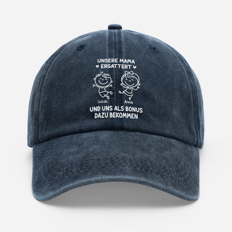 Schau Dich An Unsere Mama Ergattert Und Uns Als Bonus Dazu Bekommen - Personalisierte Geschenke Lustig | Washed Cap Papa
