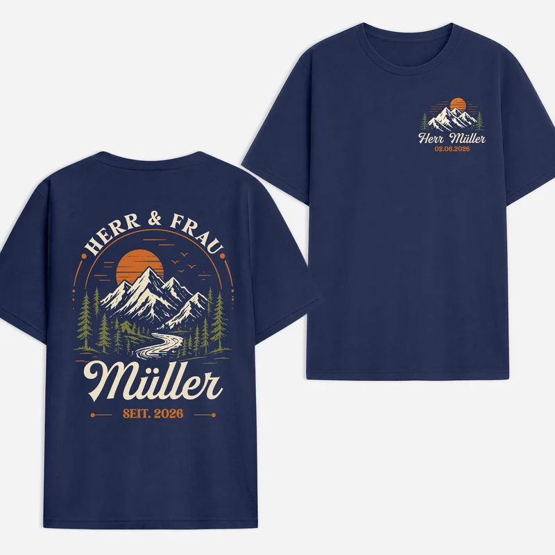 Mr & Mrs Bergen - Personalisierte Geschenke Paar | T Shirt Bedrucken Beidseitig Reise
