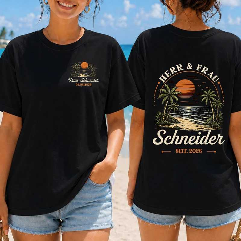 Mr & Mrs Bergen - Personalisierte Geschenke Paar | T Shirt Bedrucken Beidseitig Reise