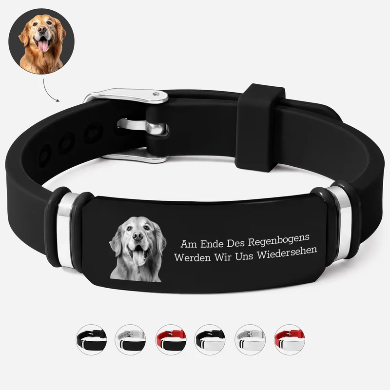 Ich Bin Immer Bei Dir - Personalisierte Trauergeschenke | Silikon Armband Haustiere Foto