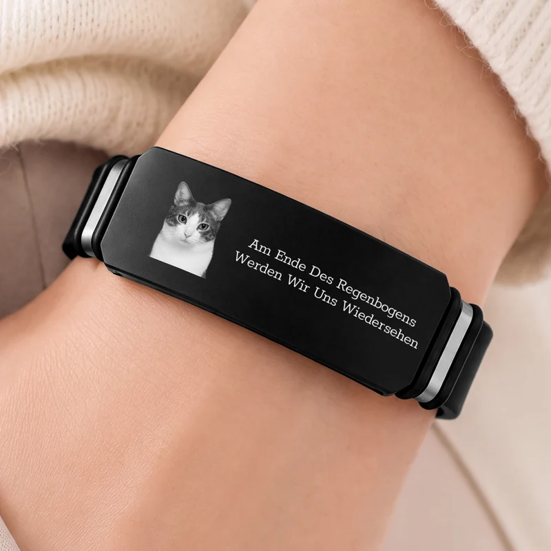 Ich Bin Immer Bei Dir - Personalisierte Trauergeschenke | Silikon Armband Haustiere Foto