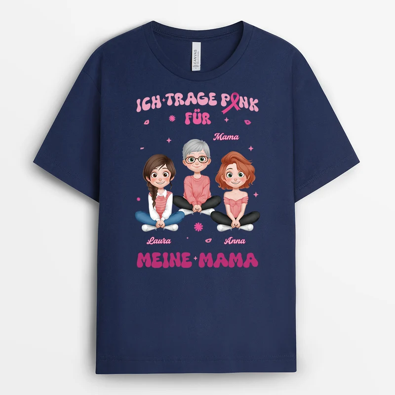 Ich Trage Pink Für Meine Mama - Personalisiertes Geschenk | Brustkrebs T Shirt Cartoon
