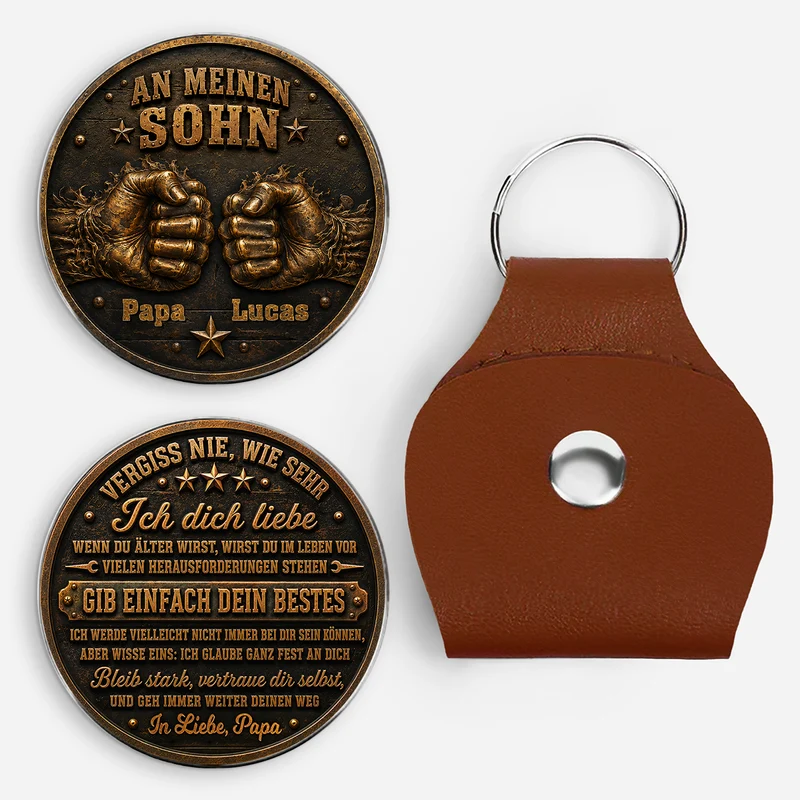 [3D-Optik] Vergiss Nie Wie Sehr Ich Dich Liebe - Personalisiertes Geschenk | Pocket Hug Schlüsselanhänger Sohn Tochter