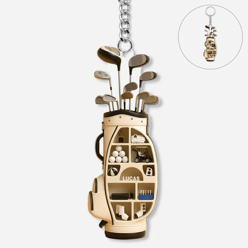 [3D-Optik] Eishockey Golf - Personalisiertes Geschenk | Acryl Schlüsselanhänger Männer Frauen