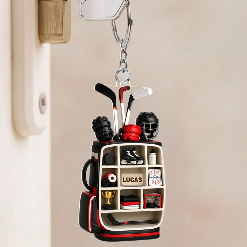 [3D-Optik] Eishockey Golf - Personalisiertes Geschenk | Acryl Schlüsselanhänger Männer Frauen