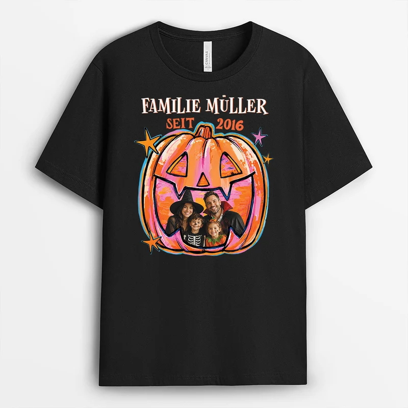 Familie Halloween Kürbis - Personalisiertes Geschenk | T Shirt Mit Bild
