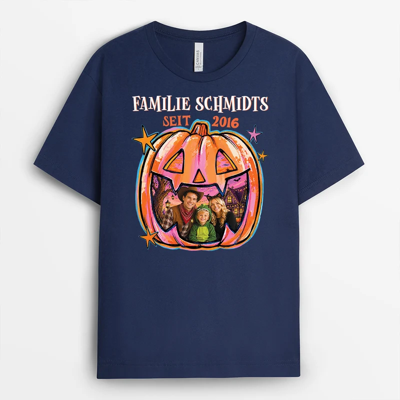 Familie Halloween Kürbis - Personalisiertes Geschenk | T Shirt Mit Bild