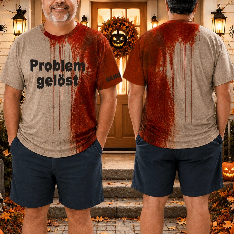 [3D-Optik] Problem Gelöst - Personalisiertes Geschenk | All Over Print T Shirt Halloween