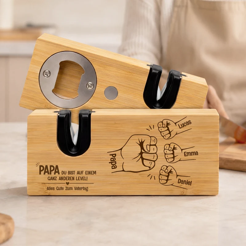 Du Bist Auf Einem Ganz Anderen Level - Personalisiertes Geschenk | Messerschärfer mit Flaschenöffner Vatertag Papa Opa