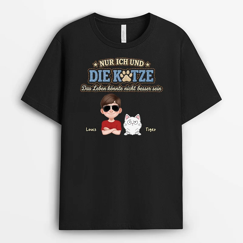 Nur Ich Und Die Katzen Das Leben Könnte Nicht Besser Sein - Personalisierte Geschenke Katze | T Shirt