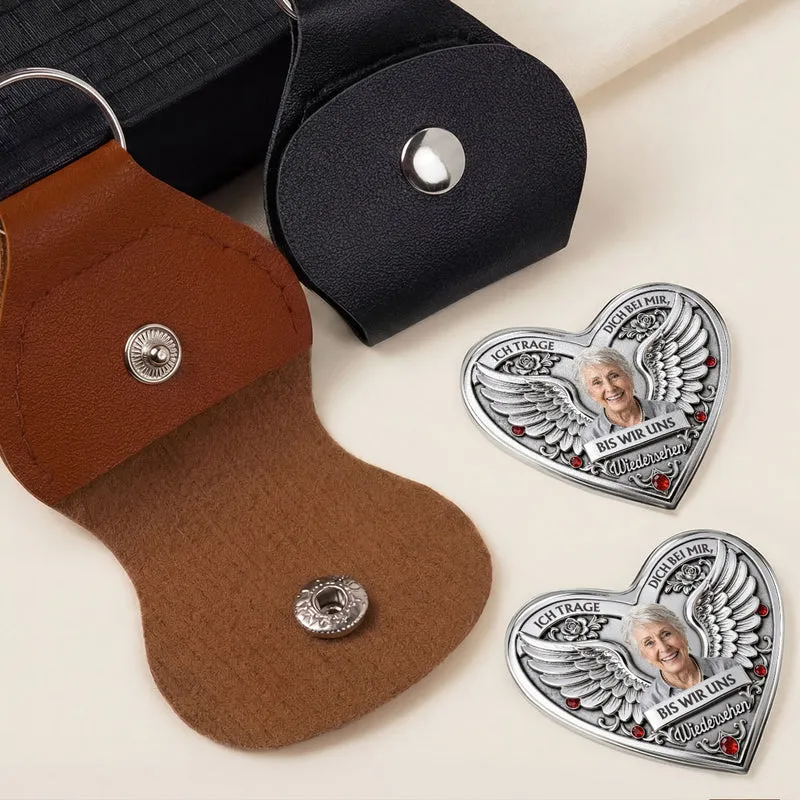 Ich Trage Dich Bei Mir Bis Wir Uns Wiedersehen - Personalisierte Trauergeschenk | Herz Pocket Hug Schlüsselanhänger Foto Papa Mama