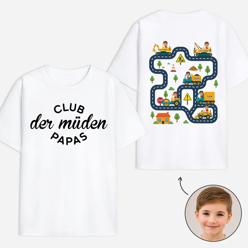 Club Der Müden Papas - Personalisiertes Geschenk | T Shirt Bedrucken Beidseitig Foto Papa Opa