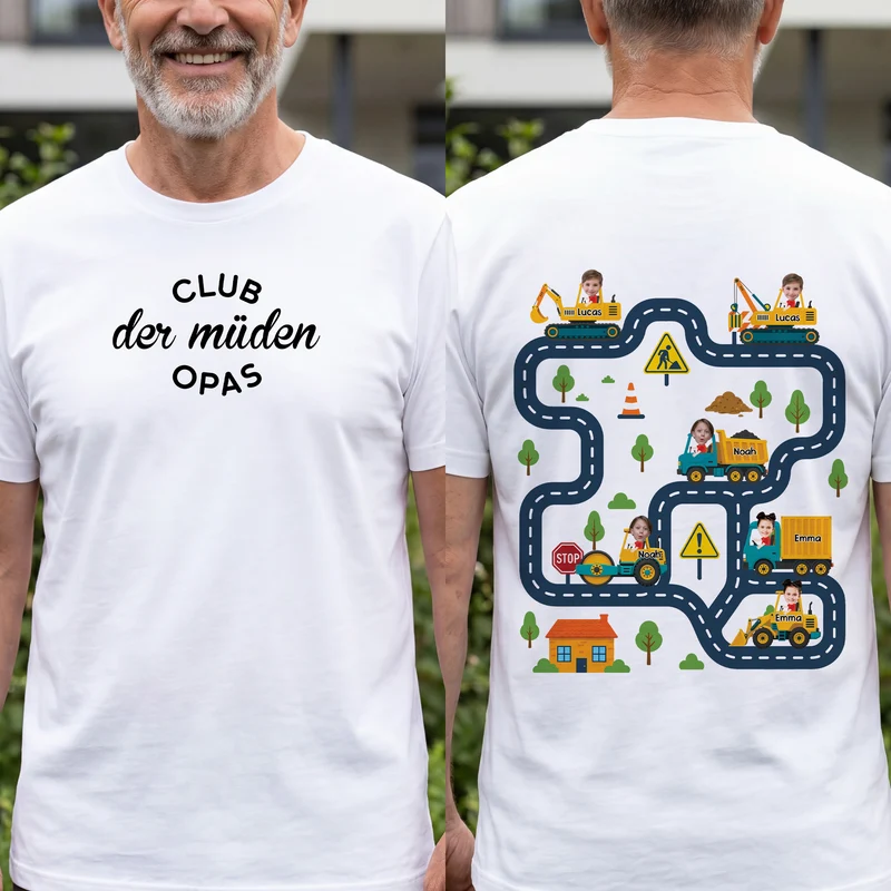 Club Der Müden Papas - Personalisiertes Geschenk | T Shirt Bedrucken Beidseitig Foto Papa Opa