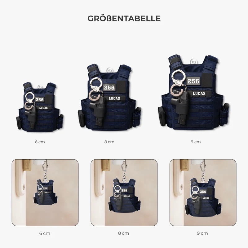 [3D-Optik] Taktische Weste Polizei - Personalisiertes Geschenk | Acryl Schlüsselanhänger