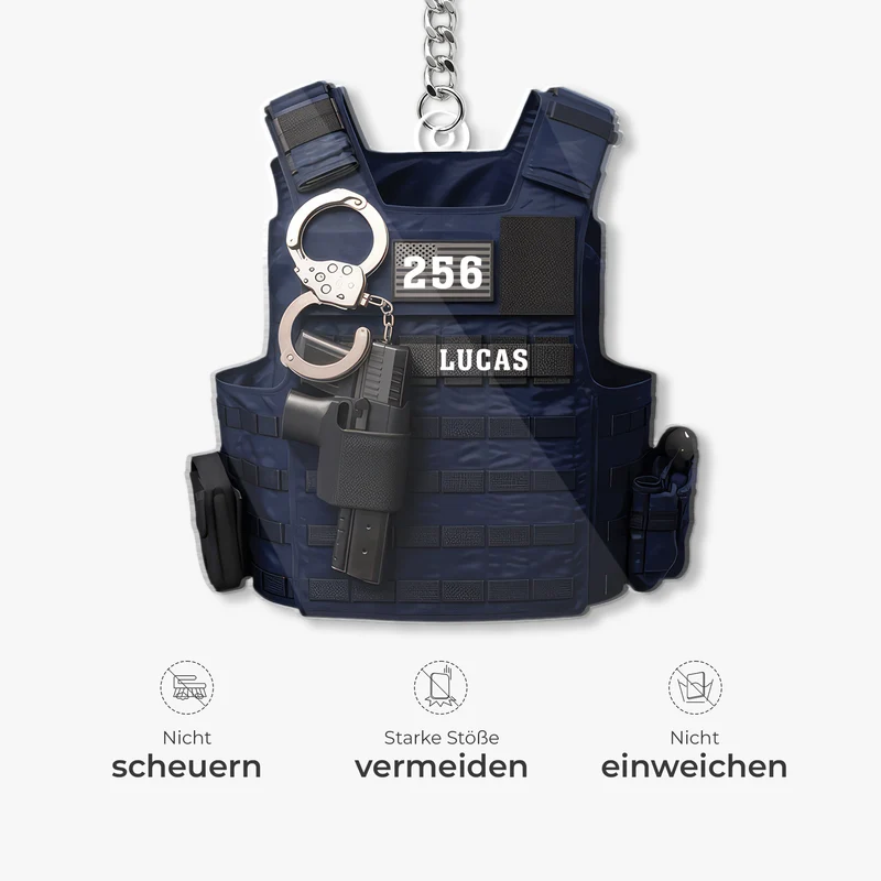 [3D-Optik] Taktische Weste Polizei - Personalisiertes Geschenk | Acryl Schlüsselanhänger