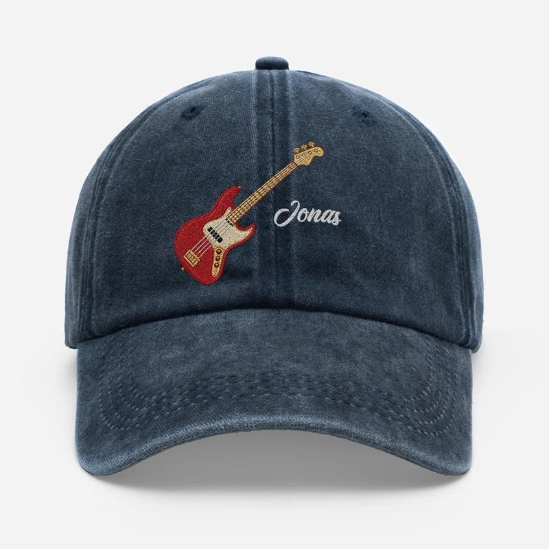 [3D-Optik] Gitarre - Personalisiertes Geschenk | Washed Cap