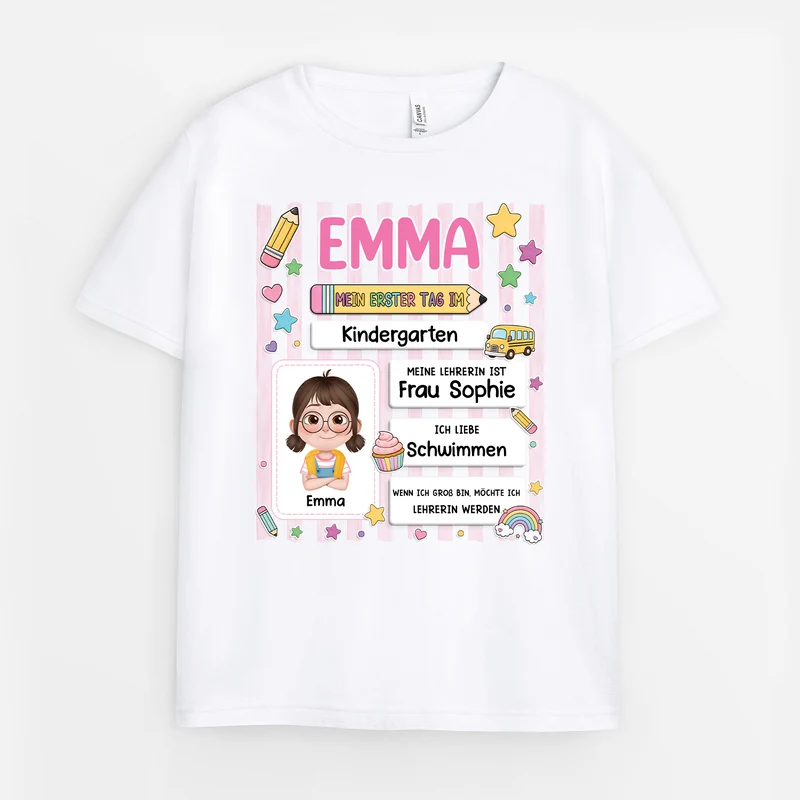 Mein Erster Tag Im Kindergarten - Personalisiertes Geschenk | T Shirts Kinder