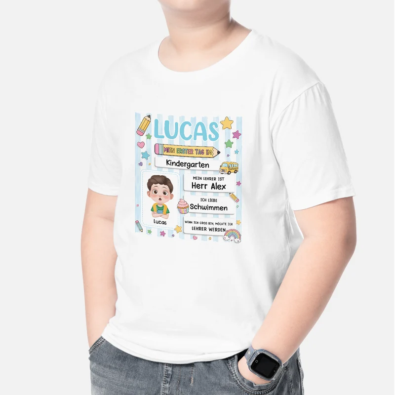 Mein Erster Tag Im Kindergarten - Personalisiertes Geschenk | T Shirts Kinder