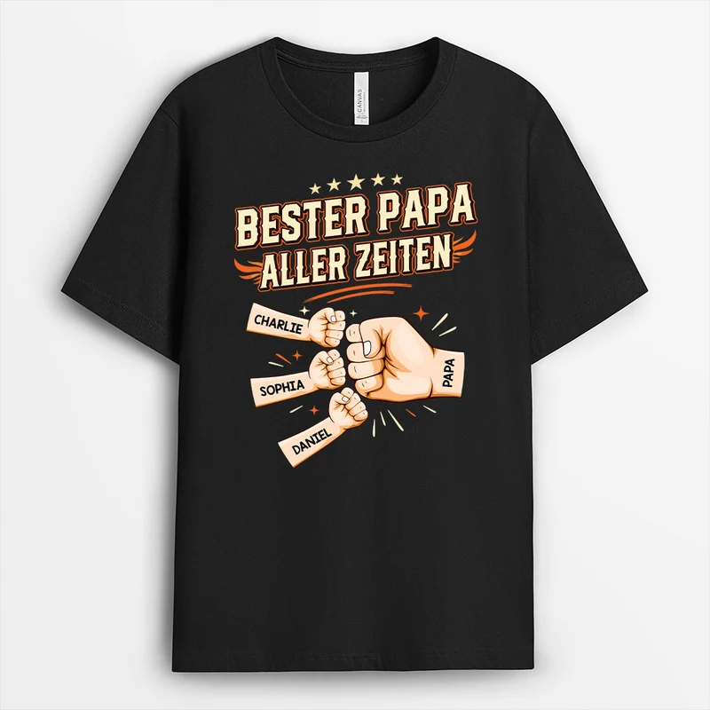 Bester Papa Aller Zeiten - Personalisiertes Geschenk | Opa Papa Shirt Flamme