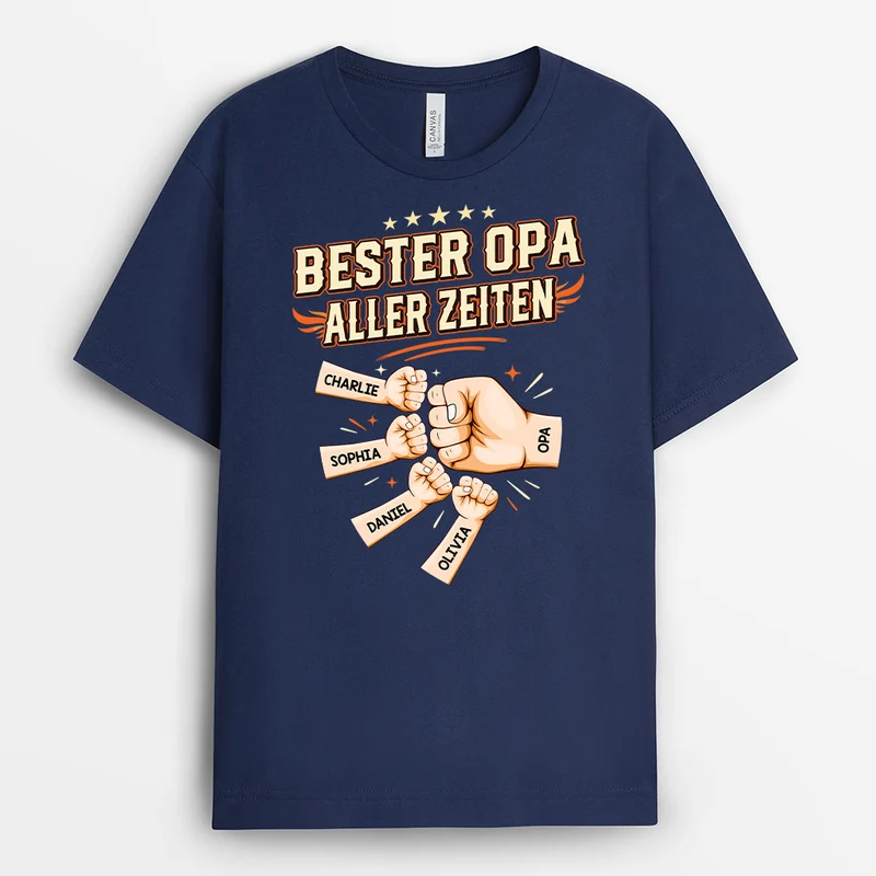 Bester Papa Aller Zeiten - Personalisiertes Geschenk | Opa Papa Shirt Flamme