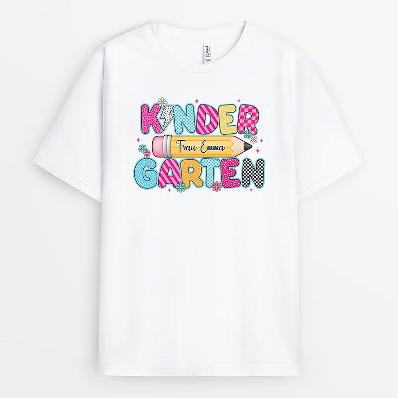 Kindergarten - Personalisiertes Geschenk Lehrer | T Shirt Weiß