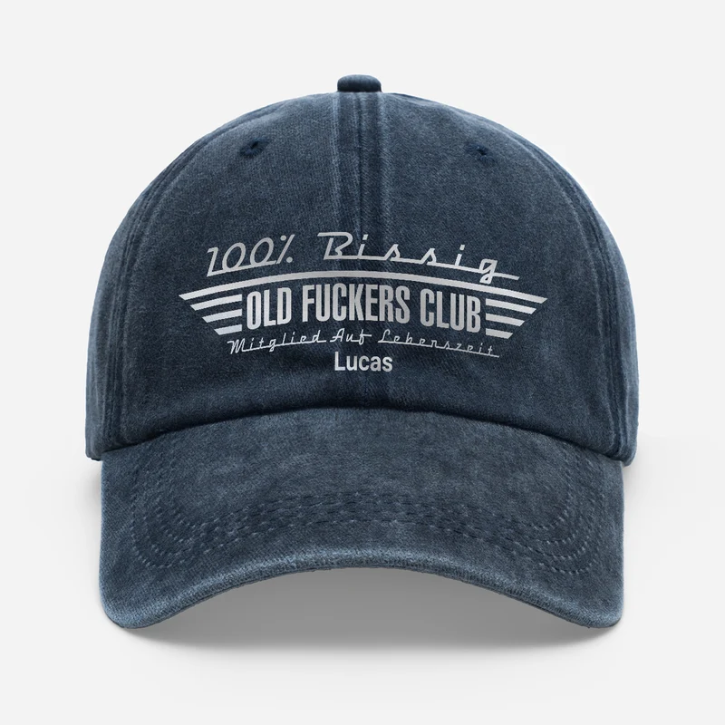 Old Fuckers Club - Personalisiertes Geschenk | Lustiges Washed Cap Männer Grau