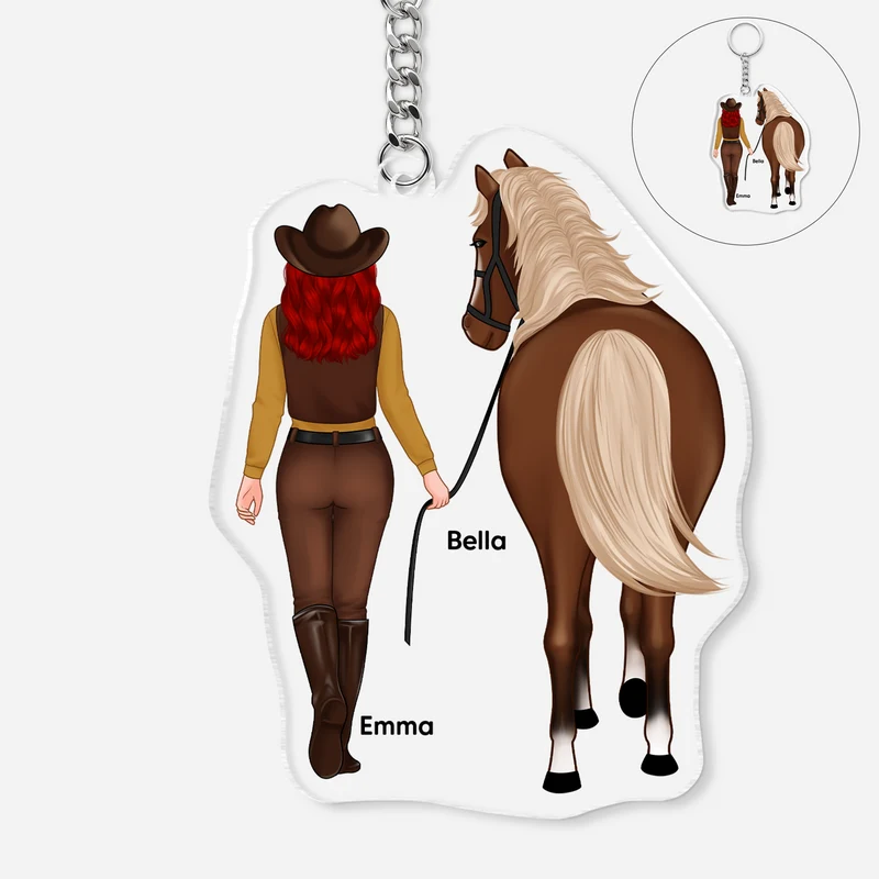 Mensch Pferd - Personalisiertes Geschenk | Acryl Schlüsselanhänger
