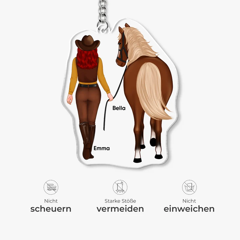 Mensch Pferd - Personalisiertes Geschenk | Acryl Schlüsselanhänger