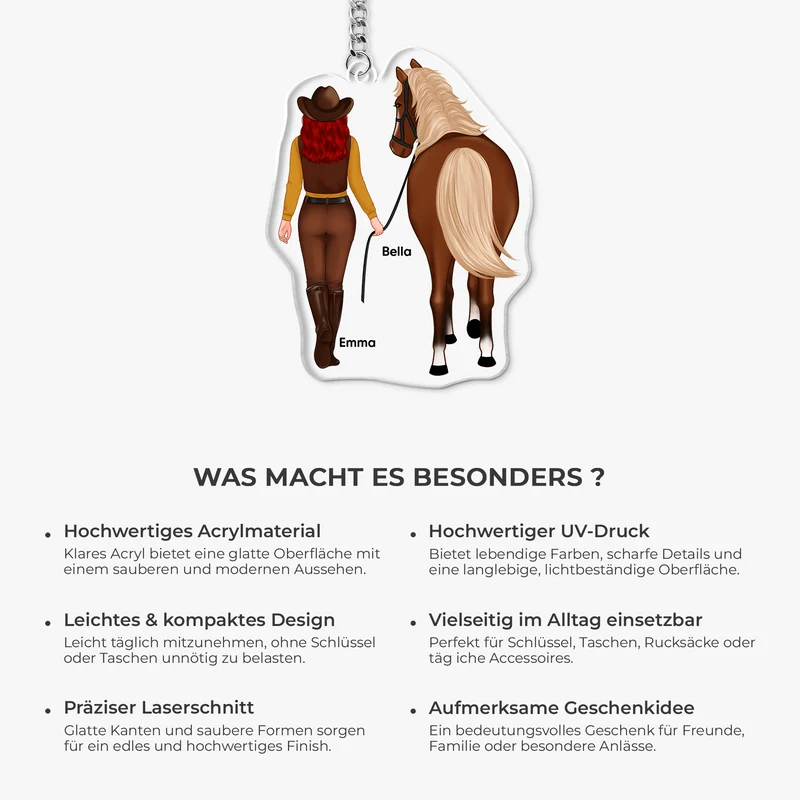 Mensch Pferd - Personalisiertes Geschenk | Acryl Schlüsselanhänger