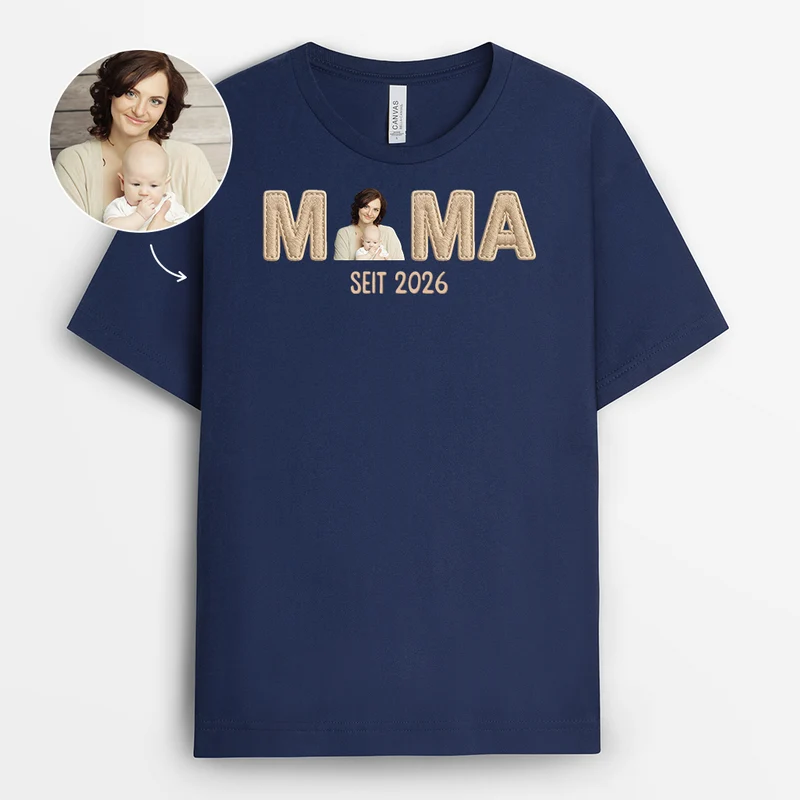 Mama Papa Seit - Personalisierte Geschenke Foto | T Shirt Schwarz