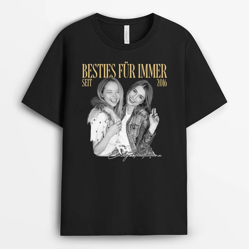 Für Immer BFF Seit - Personalisierte Geschenke Beste Freundin | T Shirt Foto Schwarz