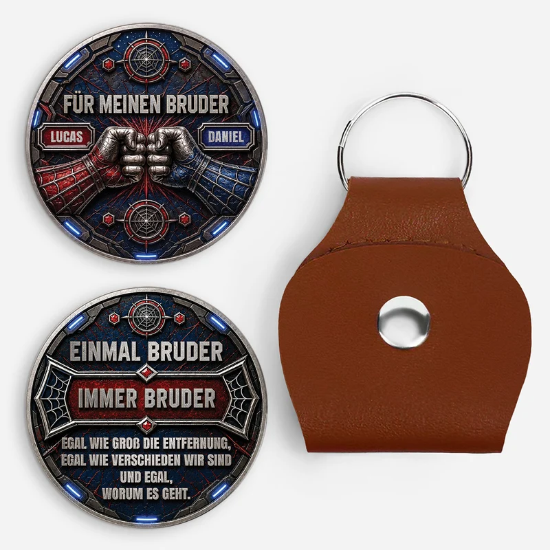 [3D-Optik] Einmal Bruder Immer Bruder - Personalisiertes Geschenk | Pocket Hug Schlüsselanhänger Geschwister Freunde Spider-Man