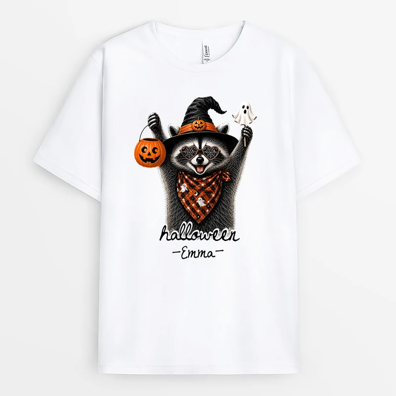 Halloween Shirt + Name - Personalisiertes Geschenk | T Shirt Männer Damen Weiß