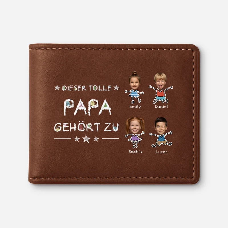 Dieser Tolle Opa Gehört Zu - Personalisiertes Geschenk | Portemonnaie Herren Opa Papa Stickmen