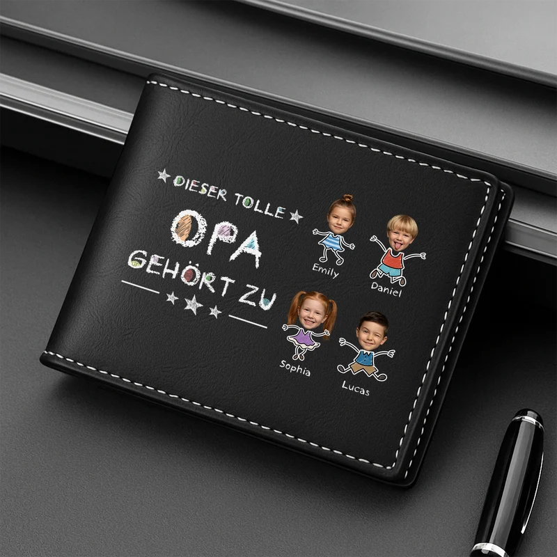 Dieser Tolle Opa Gehört Zu - Personalisiertes Geschenk | Portemonnaie Herren Opa Papa Stickmen