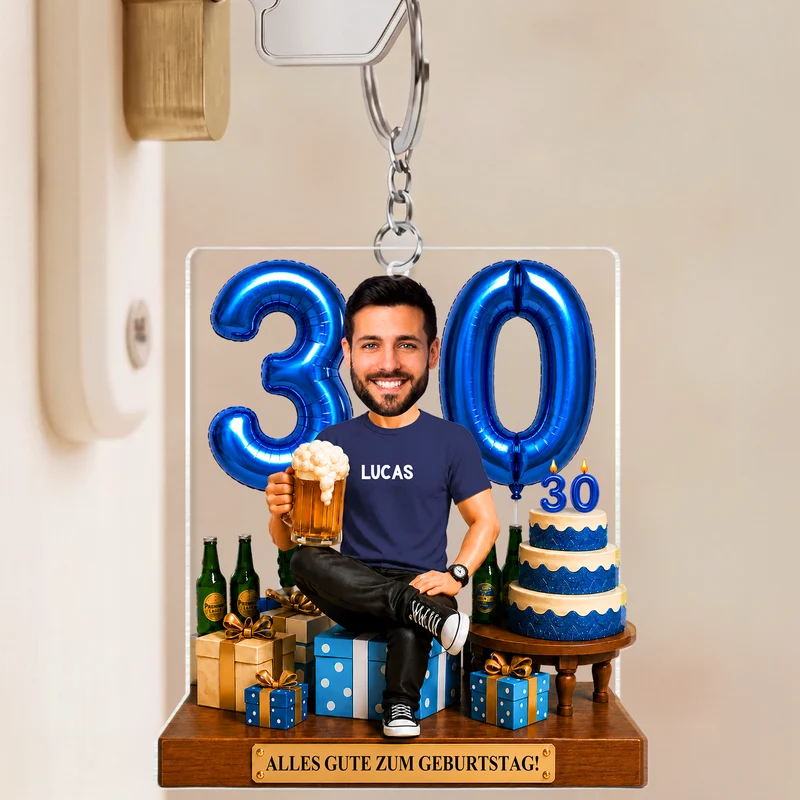 Frech Mann Geburtstag Bier - Personalisierte Geschenke Foto | Acryl Schlüsselanhänger