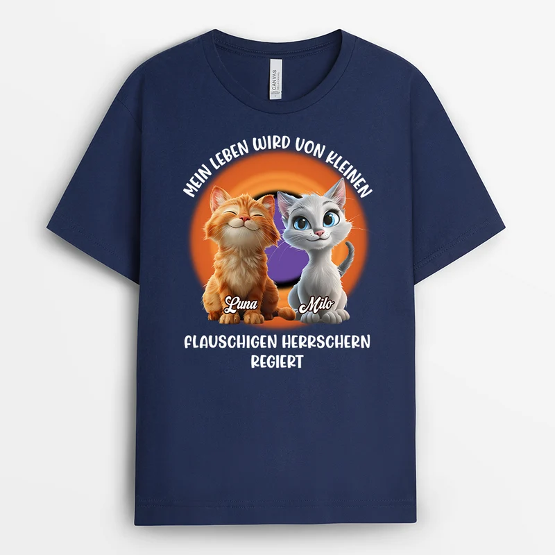 Mein Leben Wird Von Kleinen Flauschigen Herrschern Regiert - Personalisierte Geschenke Katze | T Shirt