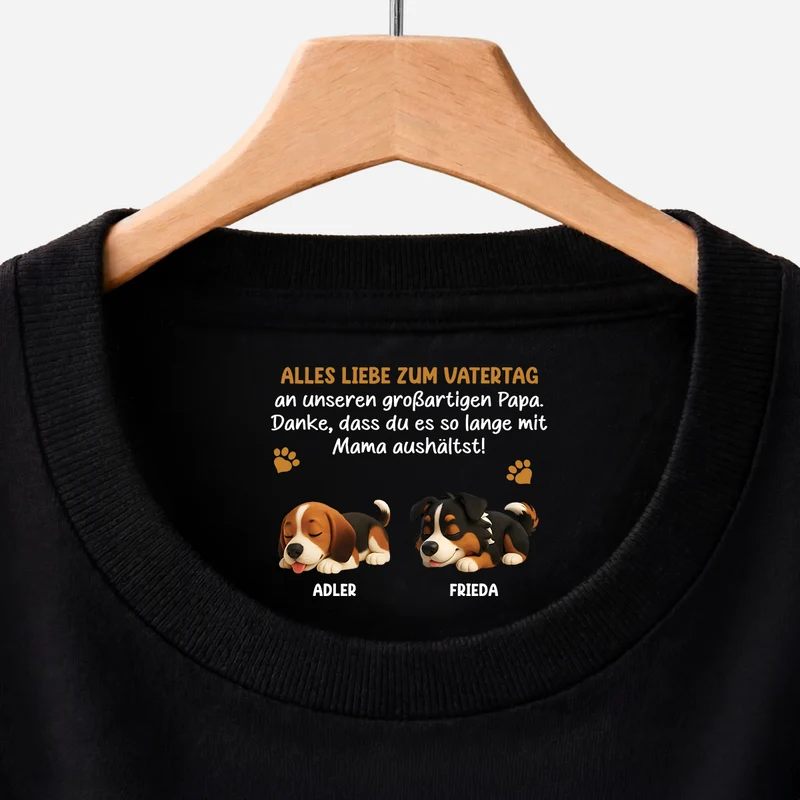Alles Liebe Zum Muttertag Vatertag - Personalisiertes Hunde Geschenk | Schwarzes T Shirt Nackenlabel Drucken