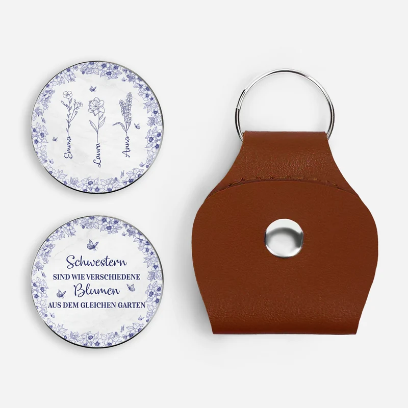 Schwestern Sind Verschiedene Blumen Aus Dem Gleichen Garten - Personalisierte Geschenke Beste Freundin | Pocket Hug Schlüsselanhänger