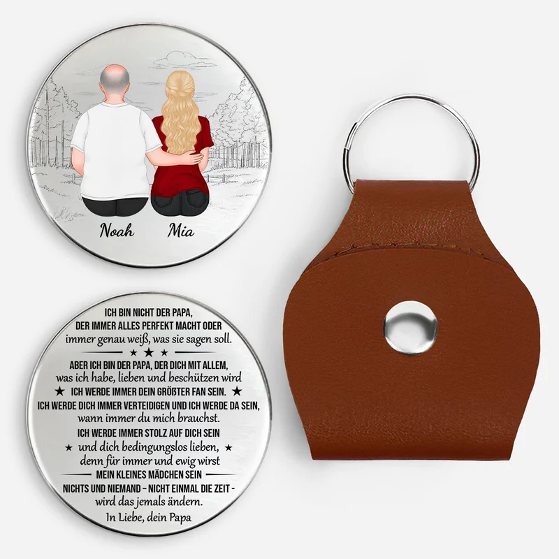 Ein Vater Liebt Und Beschützt Sein Kind Mit Allem Was Er Ist - Personalisiertes Geschenk | Pocket Hug Schlüsselanhänger Tochter Sohn