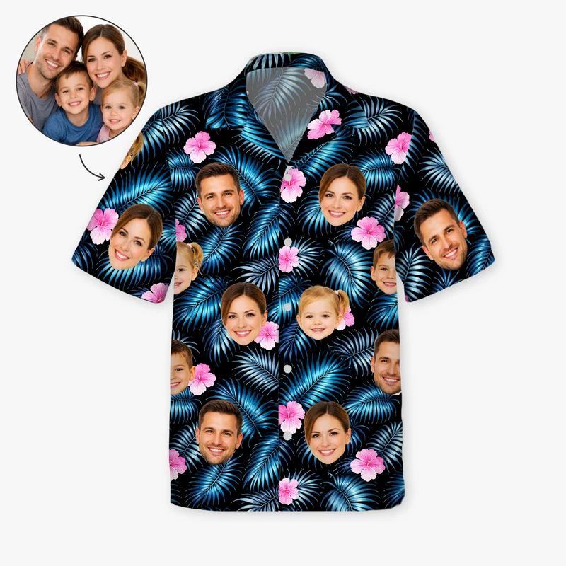 Hawaiihemd Mit Mehreren Gesichtern Sommerurlaub - Personalisiertes Geschenk | Hawaiihemd Familie