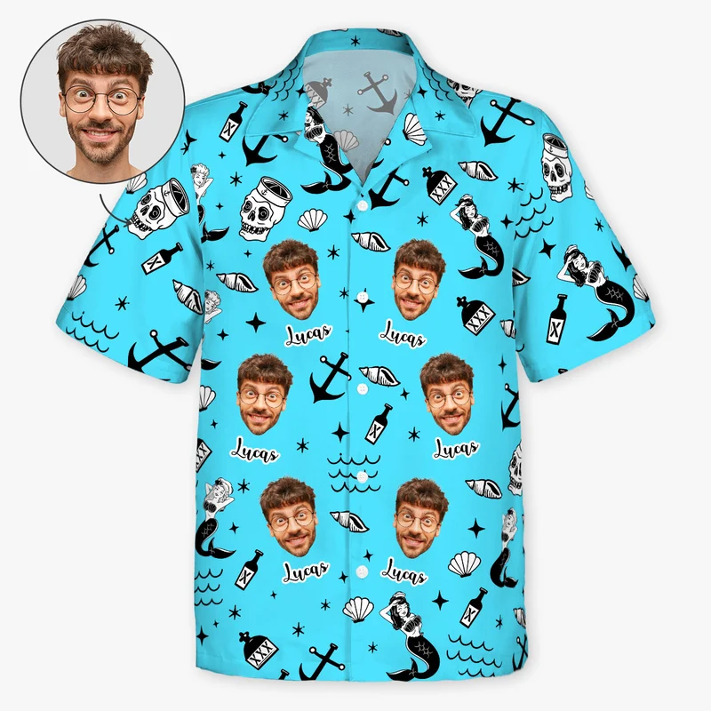 Hawaiihemd Mit Mehreren Gesichtern Sommer - Personalisiertes Geschenk | Hawaiihemd