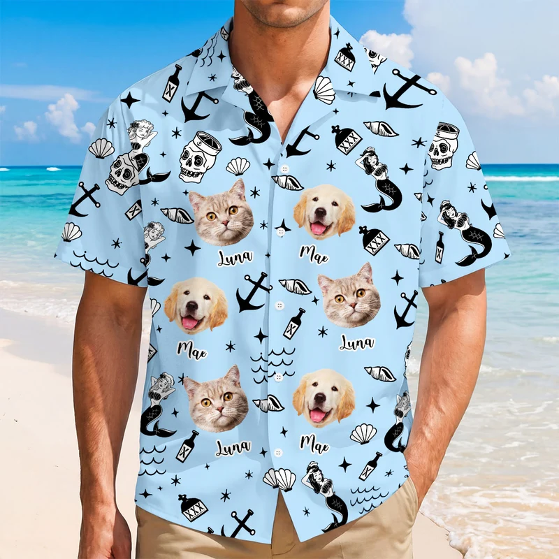 Hawaiihemd Mit Mehreren Gesichtern Sommer - Personalisiertes Geschenk | Hawaiihemd