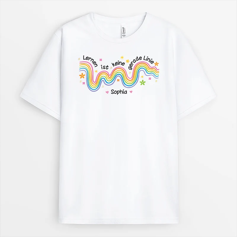 Lernen Ist Keine Gerade Linie - Personalisiertes Geschenk | Lehrer T Shirt
